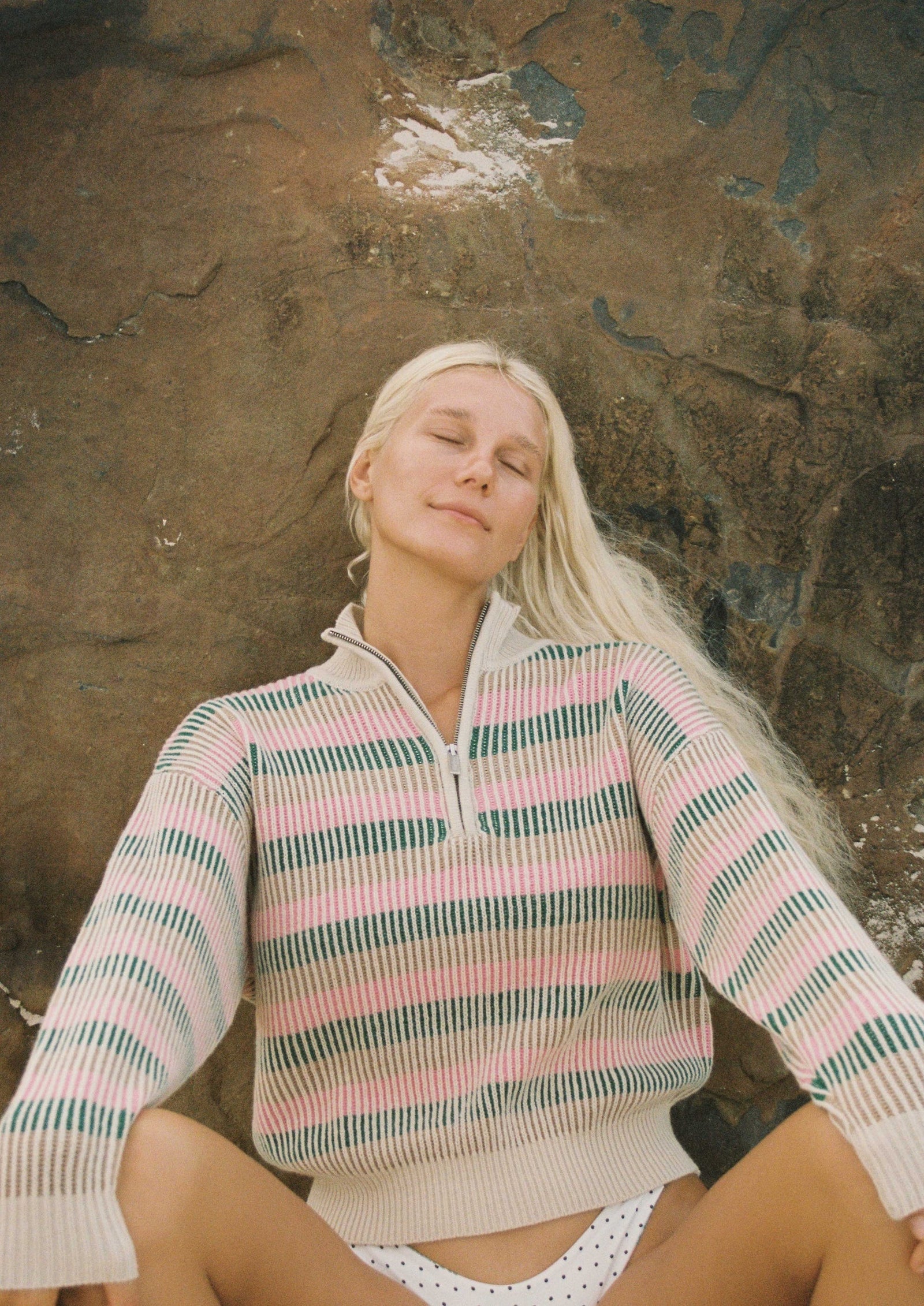 Rhythm Estelle 1/4 Zip Striped Knit