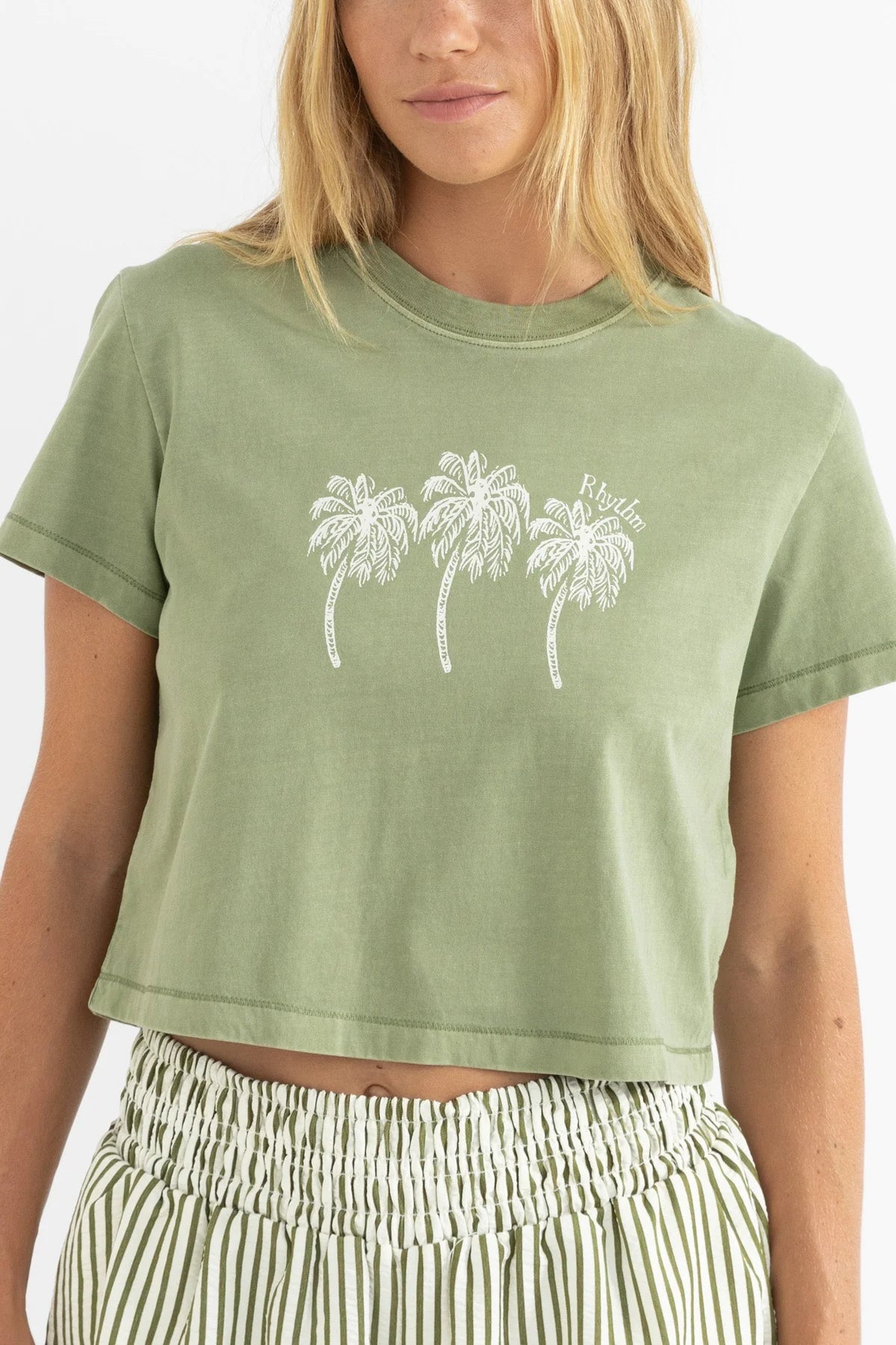 Rhythm Palm Tees Crop Crew Tee