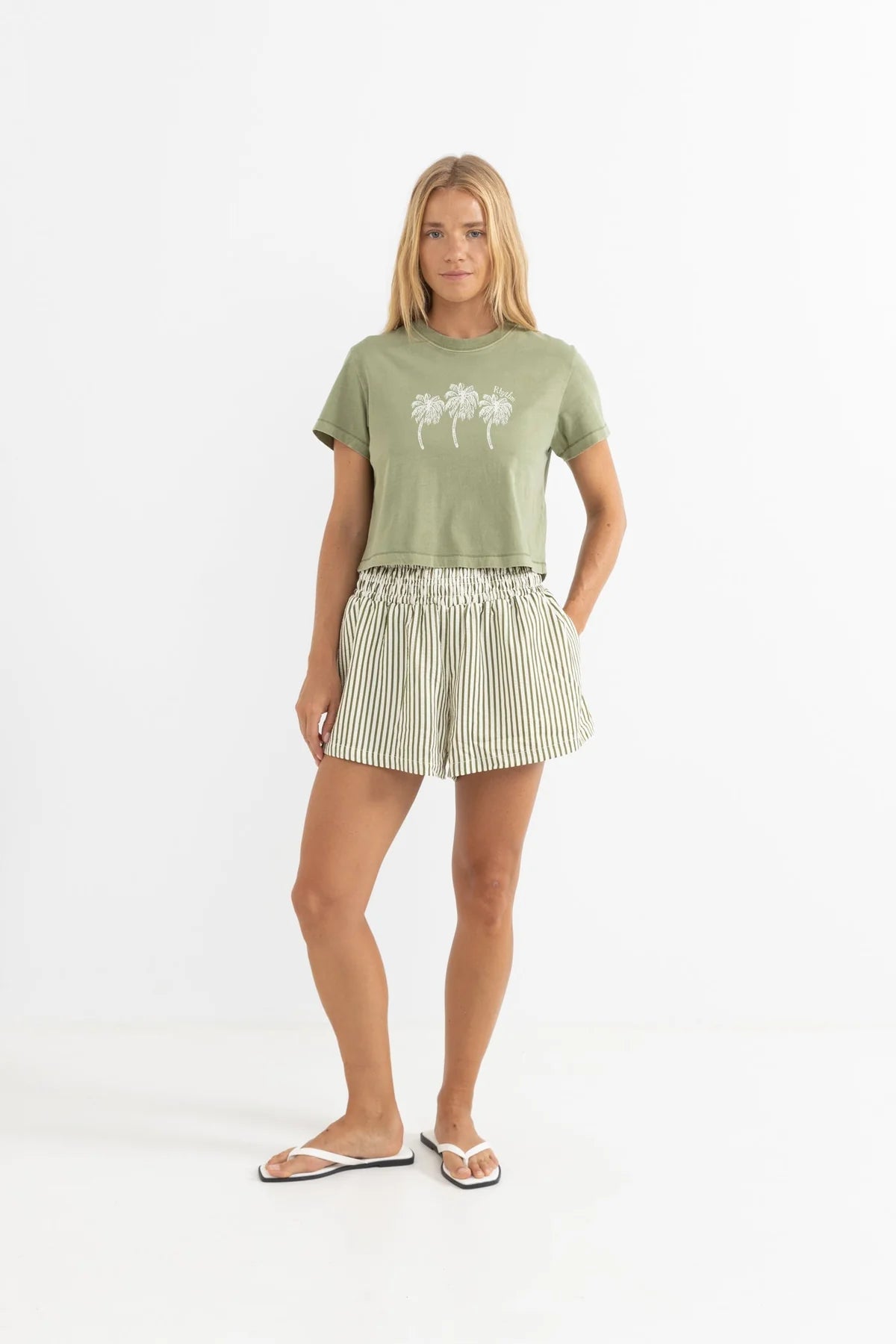 Rhythm Palm Tees Crop Crew Tee