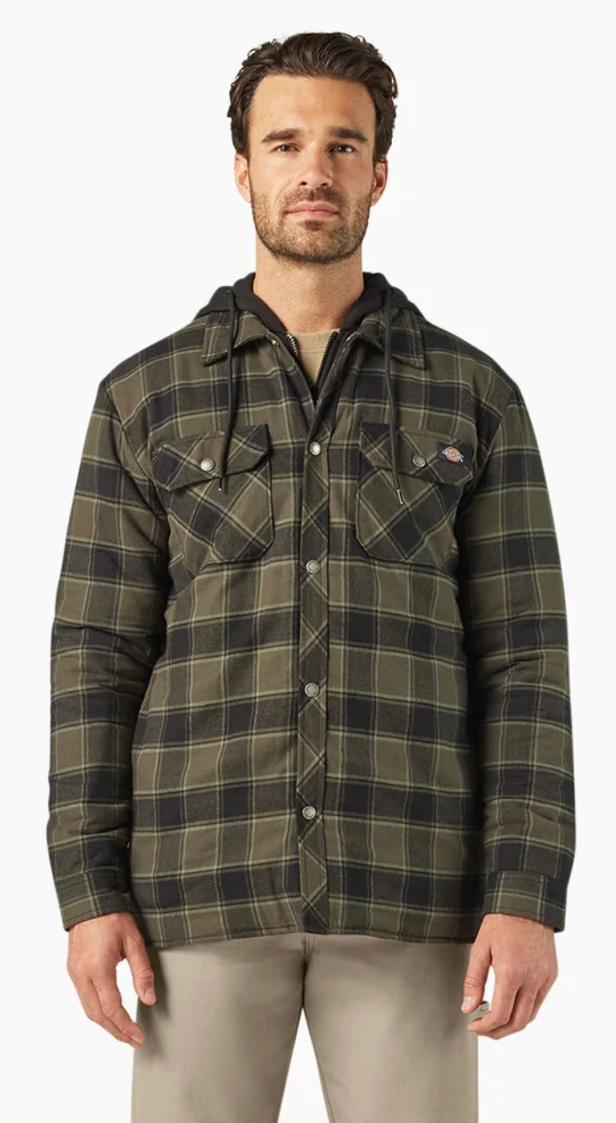 Dickies Water Repellent Flannel Hooded Shirt Jacket
