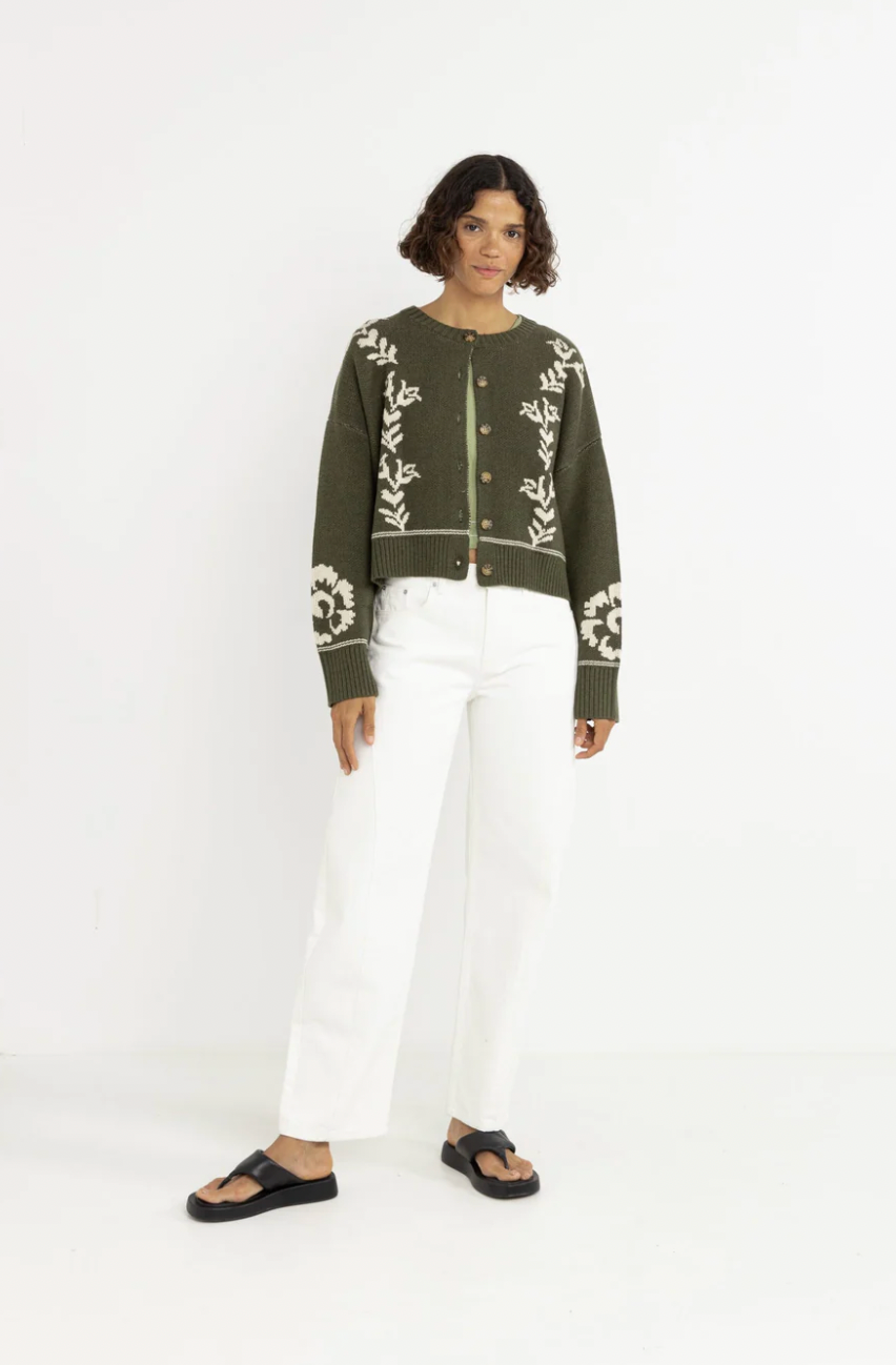 Rhythm Antique Floral Crop Cardigan