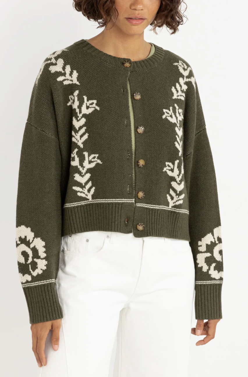 Rhythm Antique Floral Crop Cardigan