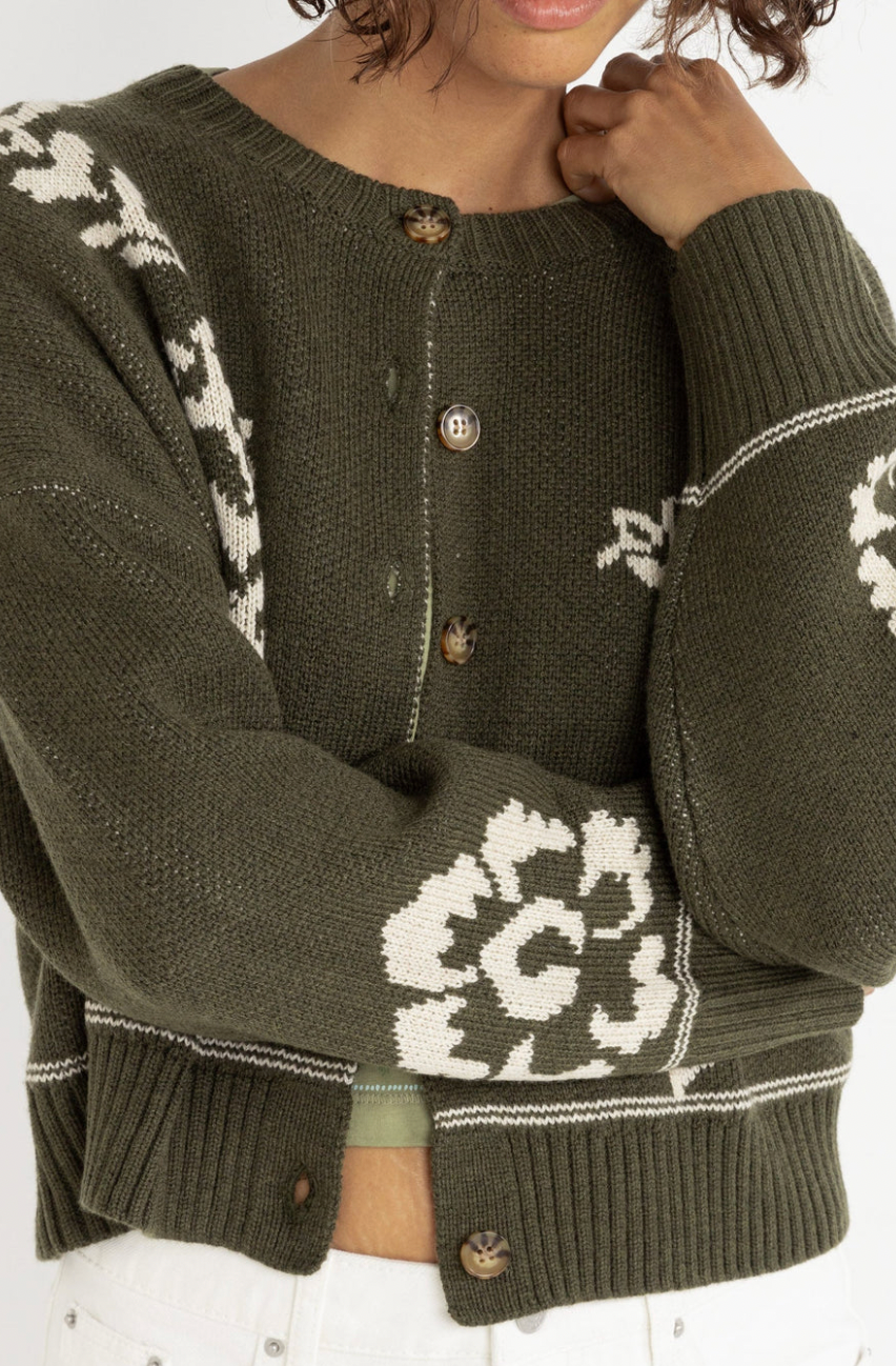 Rhythm Antique Floral Crop Cardigan