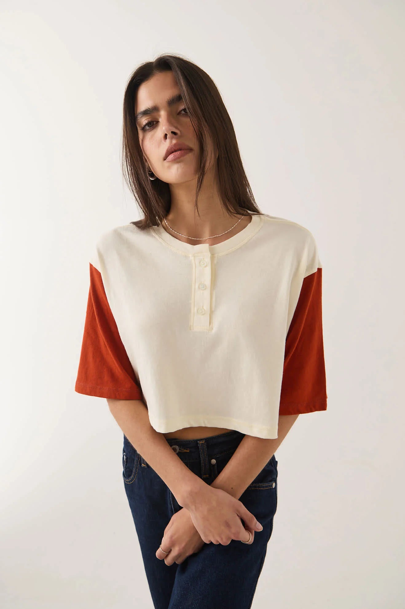 Brixton Carefree Organic Garment Dye Cropped Henley