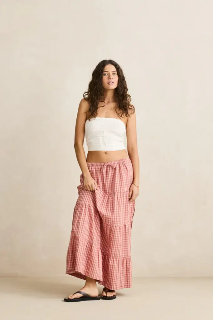Rhythm Kirra Check Tiered Maxi Dress