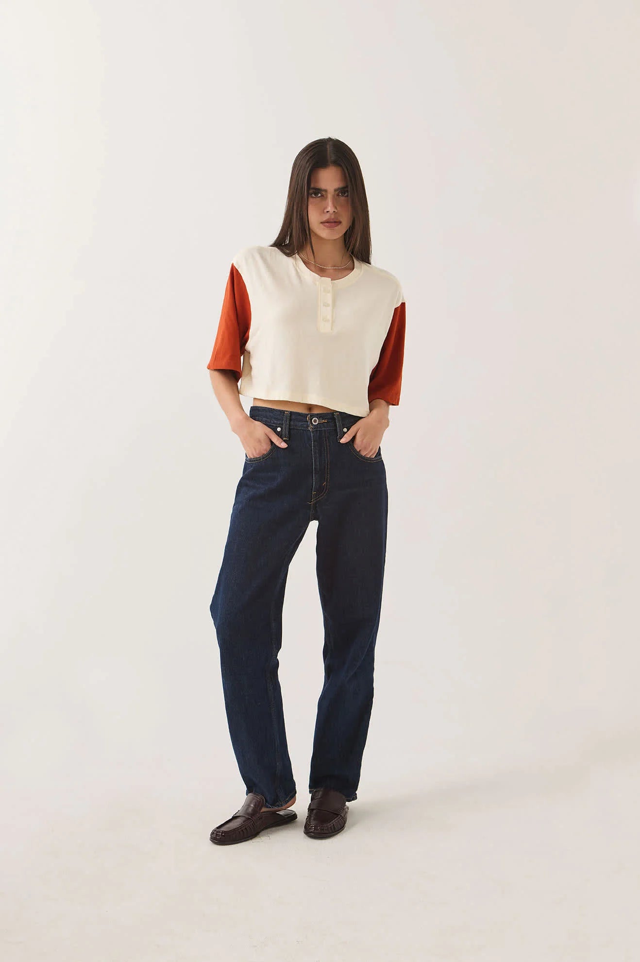 Brixton Carefree Organic Garment Dye Cropped Henley